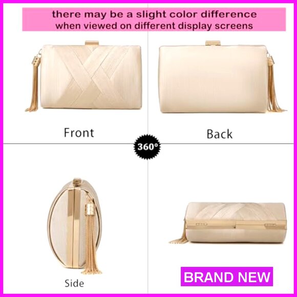 Elegant Evening Clutch with Tassel Removable Chain Straps Formal Wedding Party